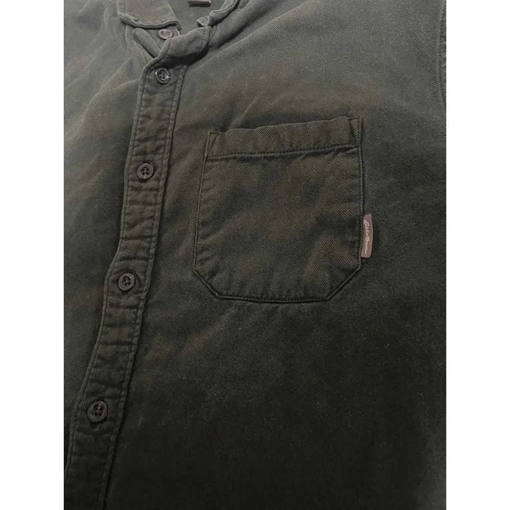 Eddie Bauer Mens Classic Fit Green Cotton Twill Button Down Shirt Large L